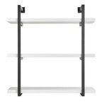 Danya B. 31.5" x 33.2" Modern 3 Tier Hanging Bracket Wall Shelve White Birch: Laminated MDF, Iron Frame, Floating Design