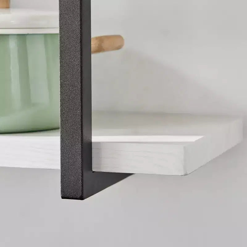 Scaffale da Parete a 3 Ripiani Bianco e Nero, Design Aperto Sospeso, Utente Singolo
