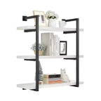 Scaffale da Parete a 3 Ripiani Bianco e Nero, Design Aperto Sospeso, Utente Singolo