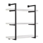 Scaffale da Parete a 3 Ripiani Bianco e Nero, Design Aperto Sospeso, Utente Singolo