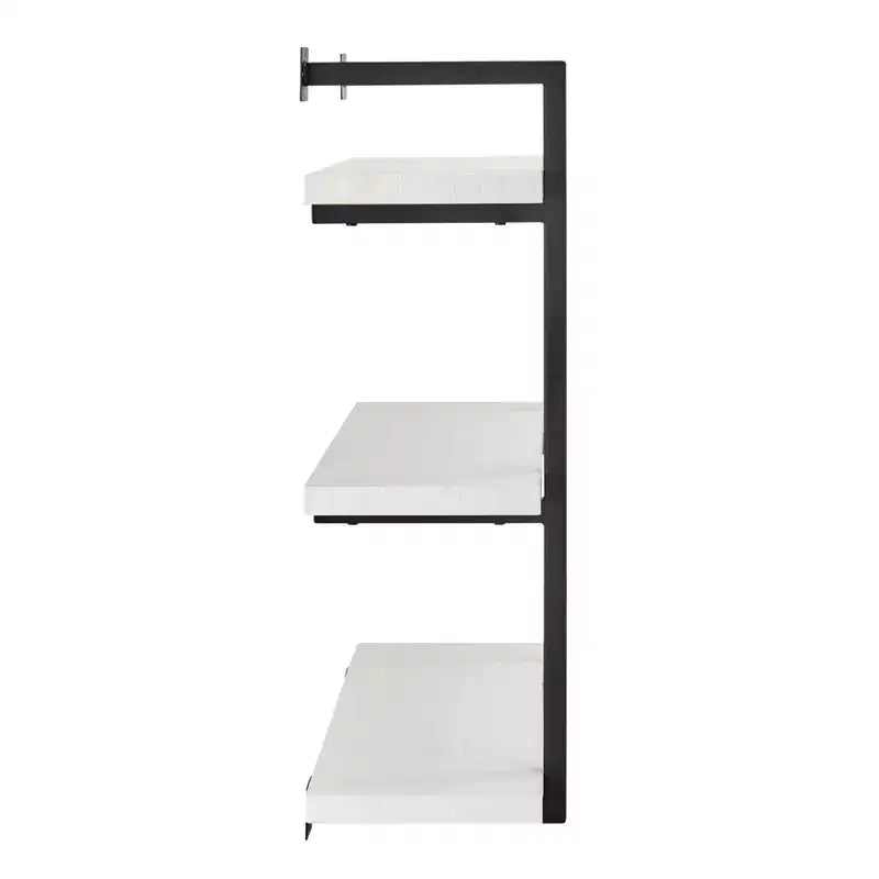 Scaffale da Parete a 3 Ripiani Bianco e Nero, Design Aperto Sospeso, Utente Singolo
