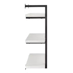 Scaffale da Parete a 3 Ripiani Bianco e Nero, Design Aperto Sospeso, Utente Singolo