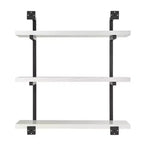 Scaffale da Parete a 3 Ripiani Bianco e Nero, Design Aperto Sospeso, Utente Singolo