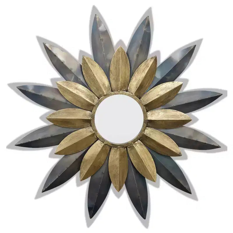 Star Struck Metal Wall Mirror Gold - StyleCraft: Transitional Iron Framed, Round, No Assembly Required