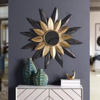 Specchio da parete rotondo Starburst – Oro e Argento, con cornice in ferro