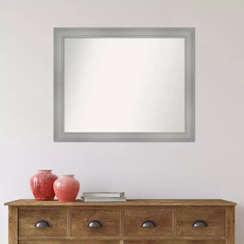 Specchio da parete rettangolare con cornice in nichel lucido, 32" x 26", singolo