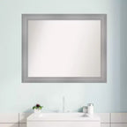 Specchio da parete rettangolare con cornice in nichel lucido, 32" x 26", singolo
