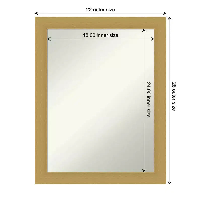 Specchio da Parete Rettangolare Oro Spazzolato, Singolo, 21.5" x 27.5"