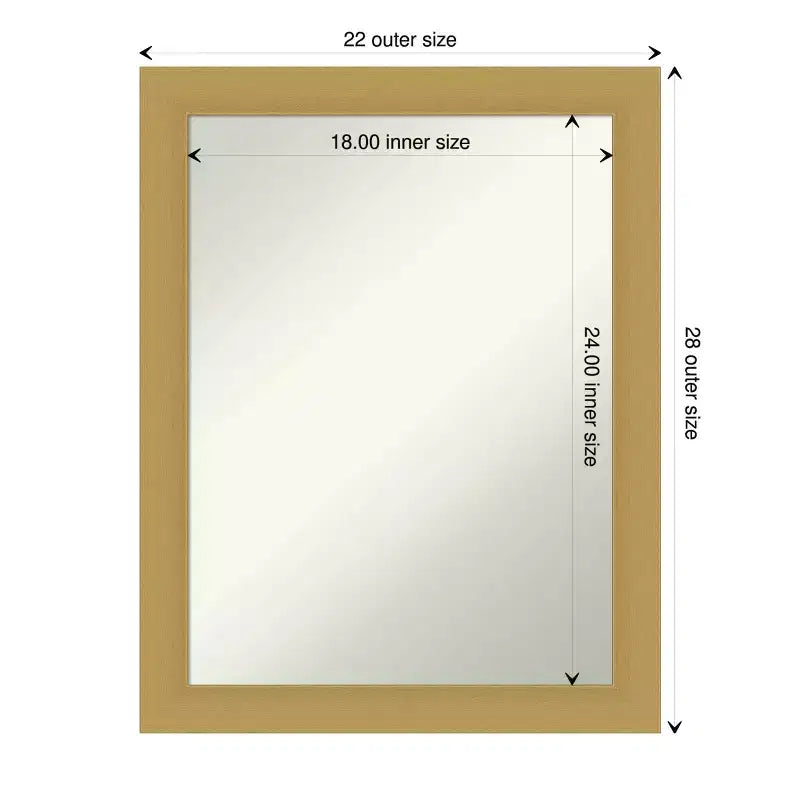 Specchio da Parete Rettangolare Oro Spazzolato, Singolo, 21.5" x 27.5"