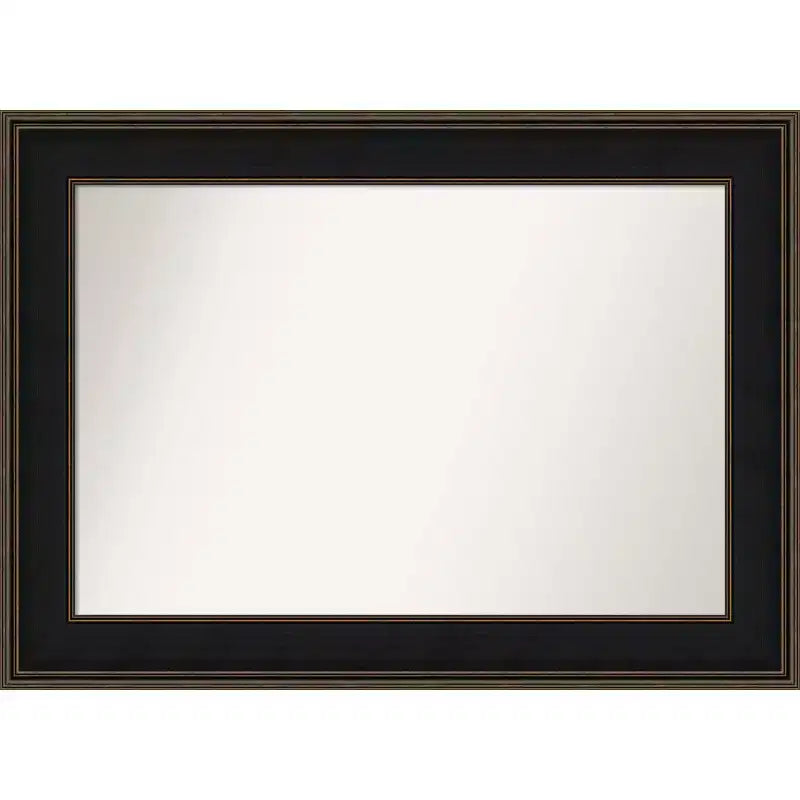 44" x 32" Non-Beveled Mezzanine Wood Bathroom Wall Mirror Espresso Brown - Amanti Art: Modern Rectangular Design, Wall Mounted