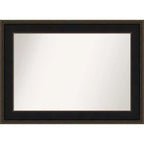 44" x 32" Non-Beveled Mezzanine Wood Bathroom Wall Mirror Espresso Brown - Amanti Art: Modern Rectangular Design, Wall Mounted