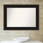 Specchio da Parete Rettangolare con Cornice in Legno Marrone Espresso – Singolo