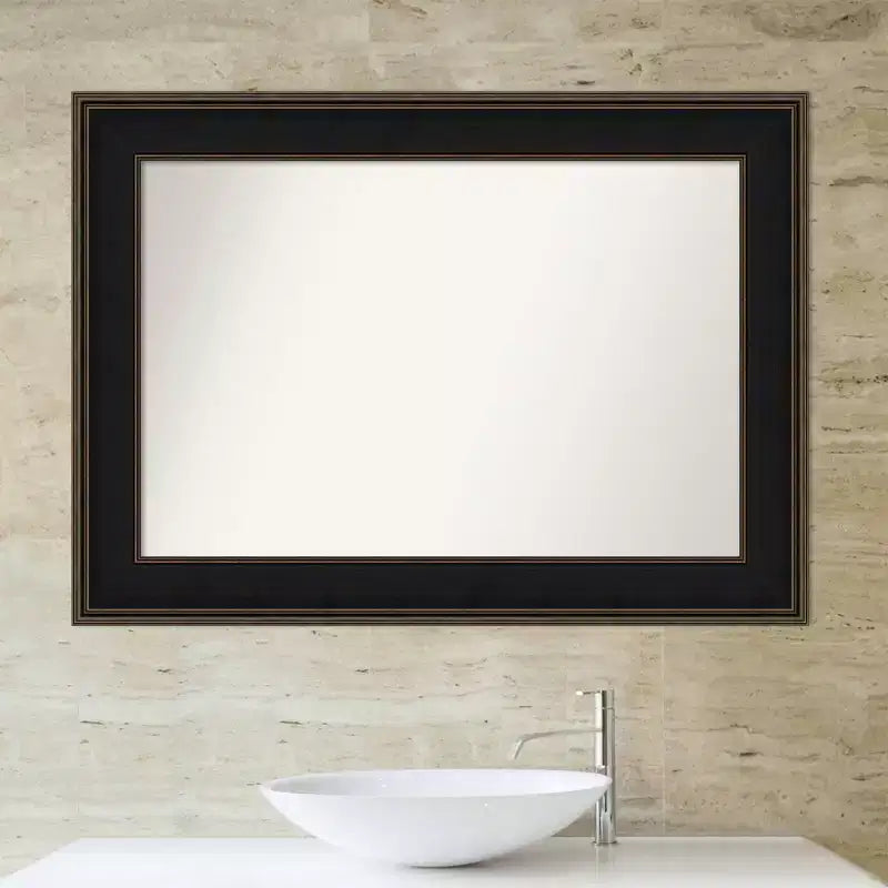 Specchio da Parete Rettangolare con Cornice in Legno Marrone Espresso – Singolo
