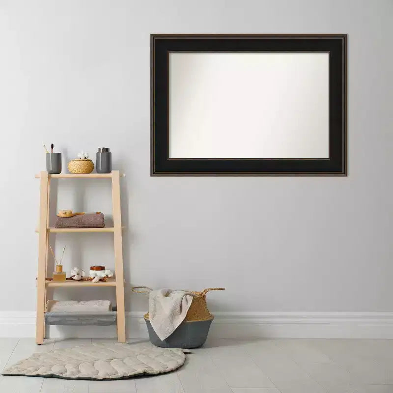 Specchio da Parete Rettangolare con Cornice in Legno Marrone Espresso – Singolo