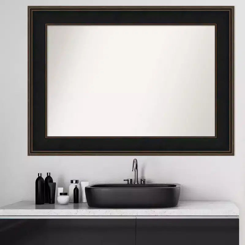 Specchio da Parete Rettangolare con Cornice in Legno Marrone Espresso – Singolo