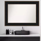 Specchio da Parete Rettangolare con Cornice in Legno Marrone Espresso – Singolo