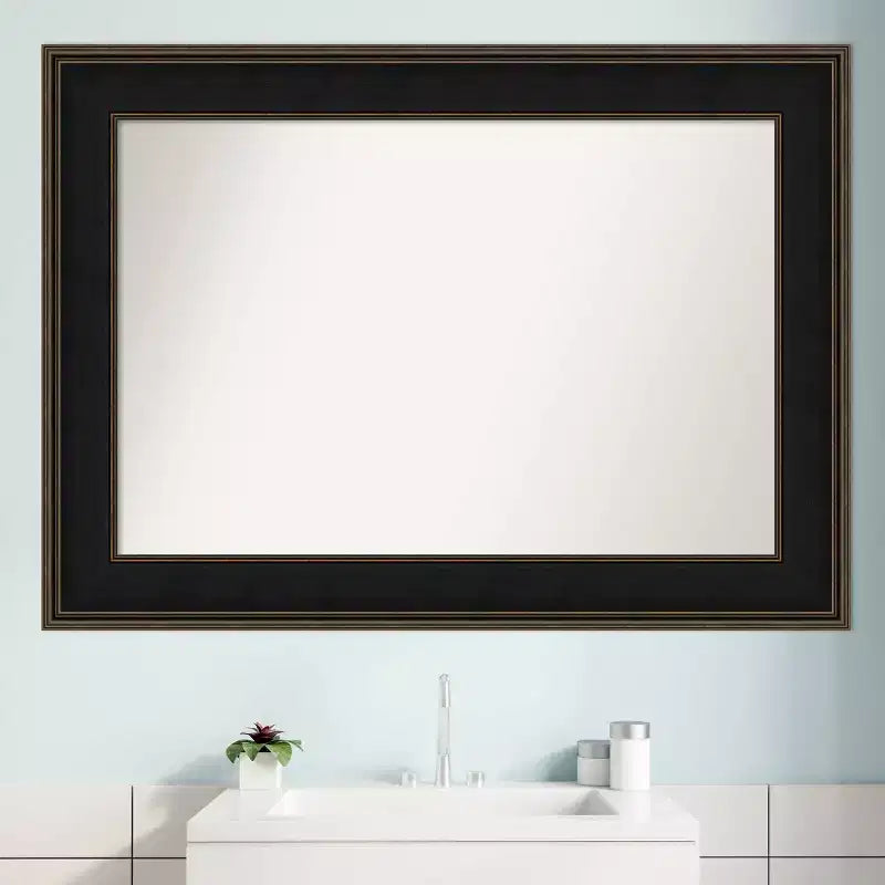 Specchio da Parete Rettangolare con Cornice in Legno Marrone Espresso – Singolo