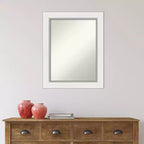 Specchio da parete rettangolare bianco argento, singolo, 23,5" x 29,5"