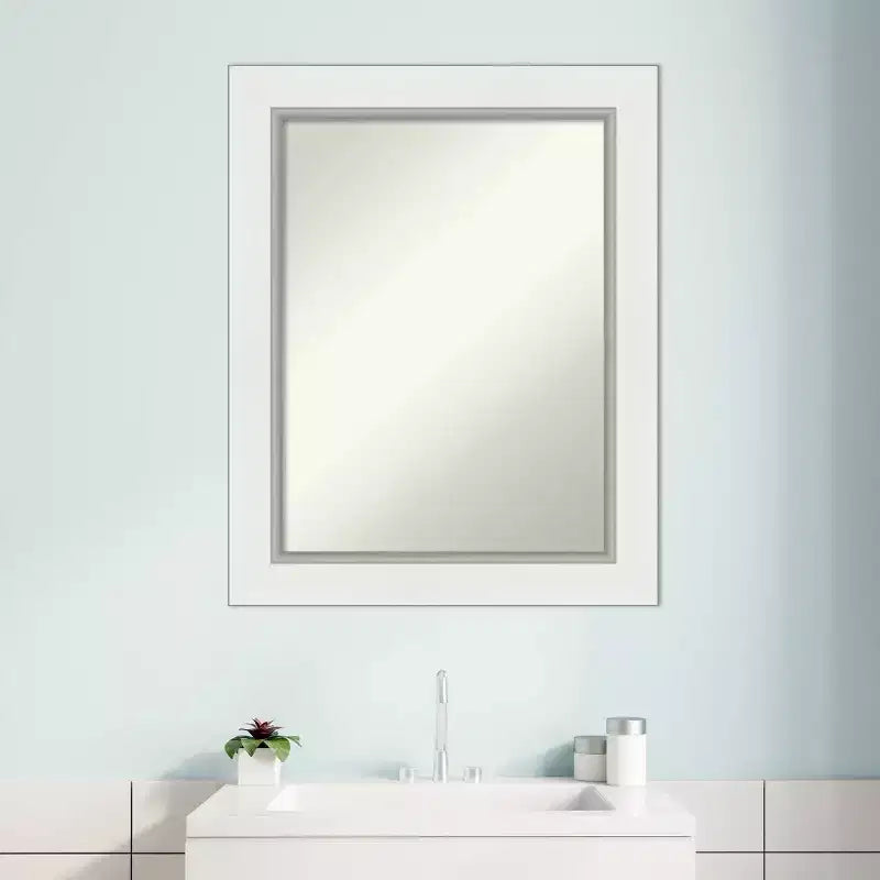 Specchio da parete rettangolare bianco argento, singolo, 23,5" x 29,5"