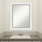 Specchio da parete rettangolare bianco argento, singolo, 23,5" x 29,5"