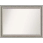 44" x 33" Non-Beveled Parlor Bathroom Wall Mirror Silver - Amanti Art: Modern Rectangular Vanity Mirror with Polystyrene Frame