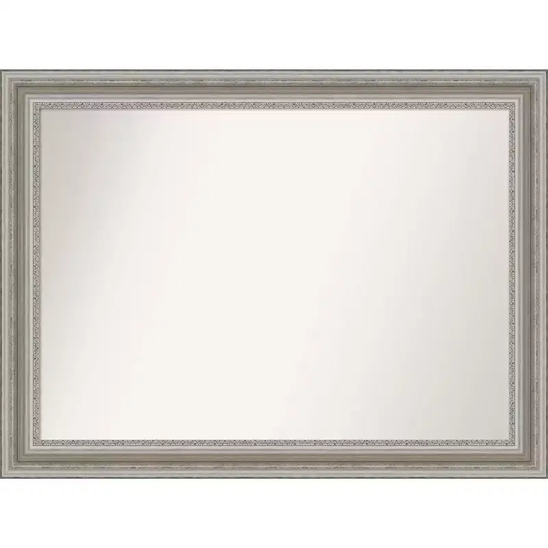 44" x 33" Non-Beveled Parlor Bathroom Wall Mirror Silver - Amanti Art: Modern Rectangular Vanity Mirror with Polystyrene Frame