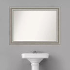 Specchio da Parete Rettangolare Argentato, Cornice Lavorata, Singolo