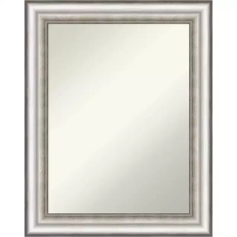 23" x 29" Non-Beveled Salon Silver Wall Mirror - Amanti Art: Modern Rectangle, Polystyrene Frame