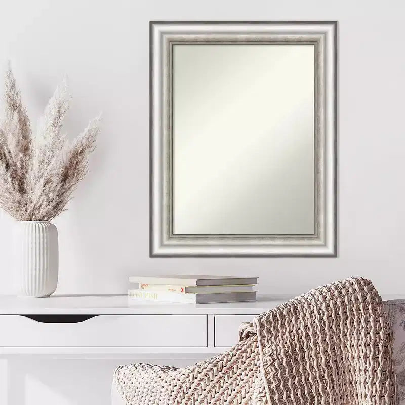 Specchio da parete rettangolare con cornice argentata, singolo, 23" × 29"