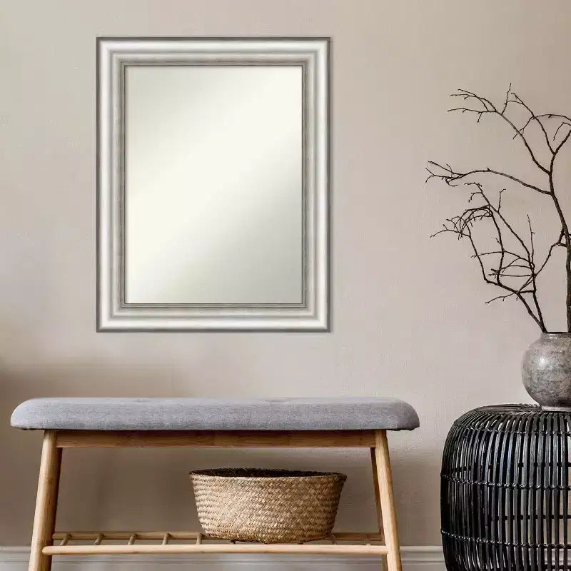 Specchio da parete rettangolare con cornice argentata, singolo, 23" × 29"
