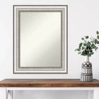 Specchio da parete rettangolare con cornice argentata, singolo, 23" × 29"