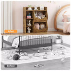 Organizzatore giocattoli per bambini a 2 livelli, Grigio/Retrò/Bianco, 3 ripiani aperti e 2 contenitori inclinabili