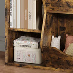 Organizzatore giocattoli per bambini a 2 livelli, Grigio/Retrò/Bianco, 3 ripiani aperti e 2 contenitori inclinabili