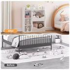 Organizzatore giocattoli per bambini a 2 livelli, Grigio/Retrò/Bianco, 3 ripiani aperti e 2 contenitori inclinabili