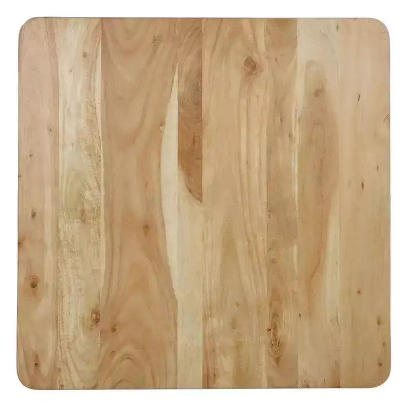 Tavolino da Caffè Quadrato in Legno di Acacia Marrone, a 4 Gambe, Pezzo Unico, 32 Pollici