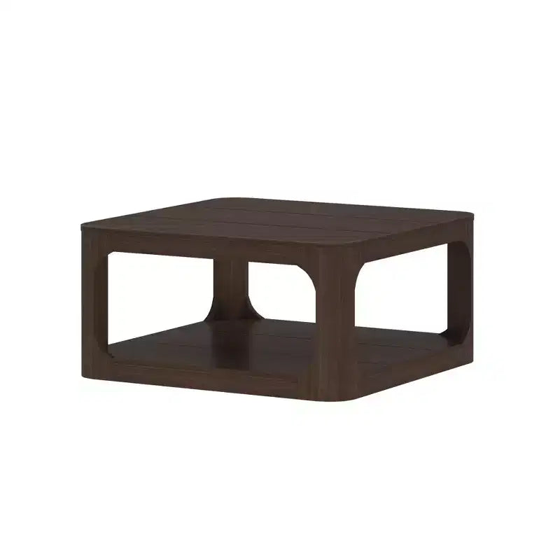 Tavolino da caffè quadrato con ripiano nero / biondo / noce americano / noce – 2 ripiani, 1 posto per salotto
