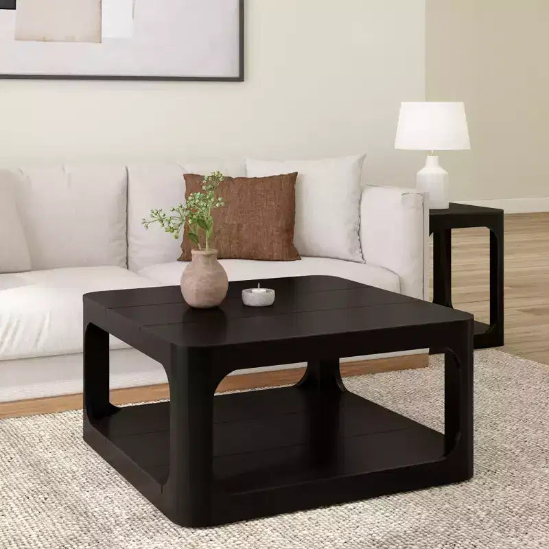 Plank+Beam Solid Wood Forma Coffee Table, Center Table for Living Room with Storage