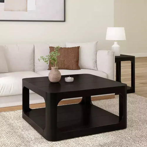 Plank+Beam Solid Wood Forma Coffee Table, Center Table for Living Room with Storage