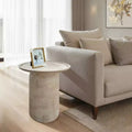 Royal Hampton Side End Table, Sandblasted Distressed Mango Wood, 17 Inch Round Top
