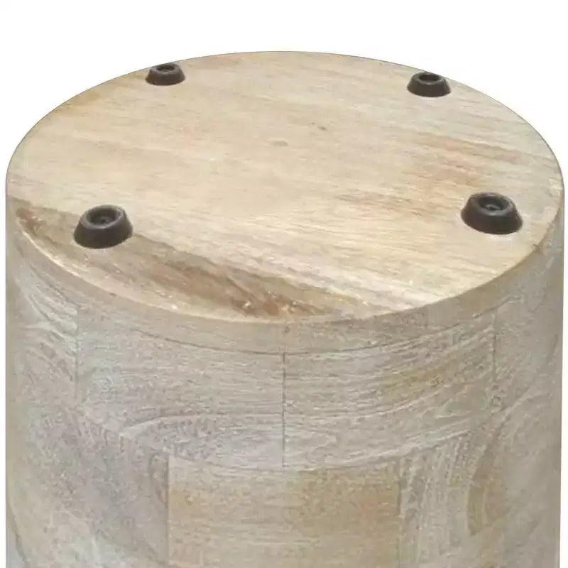 Tavolino rotondo bianco, legno di mango, singolo