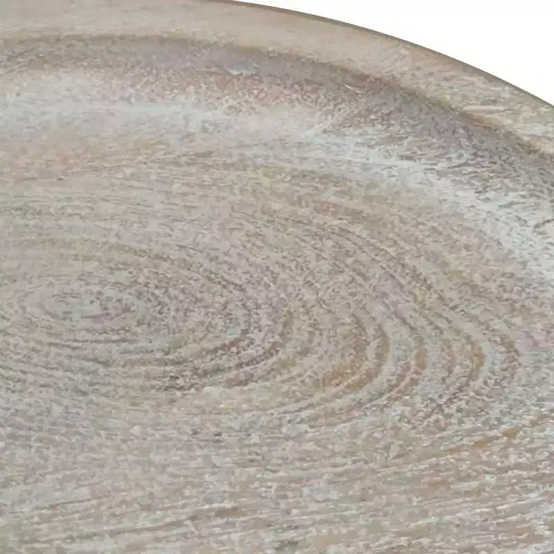 Tavolino rotondo bianco, legno di mango, singolo