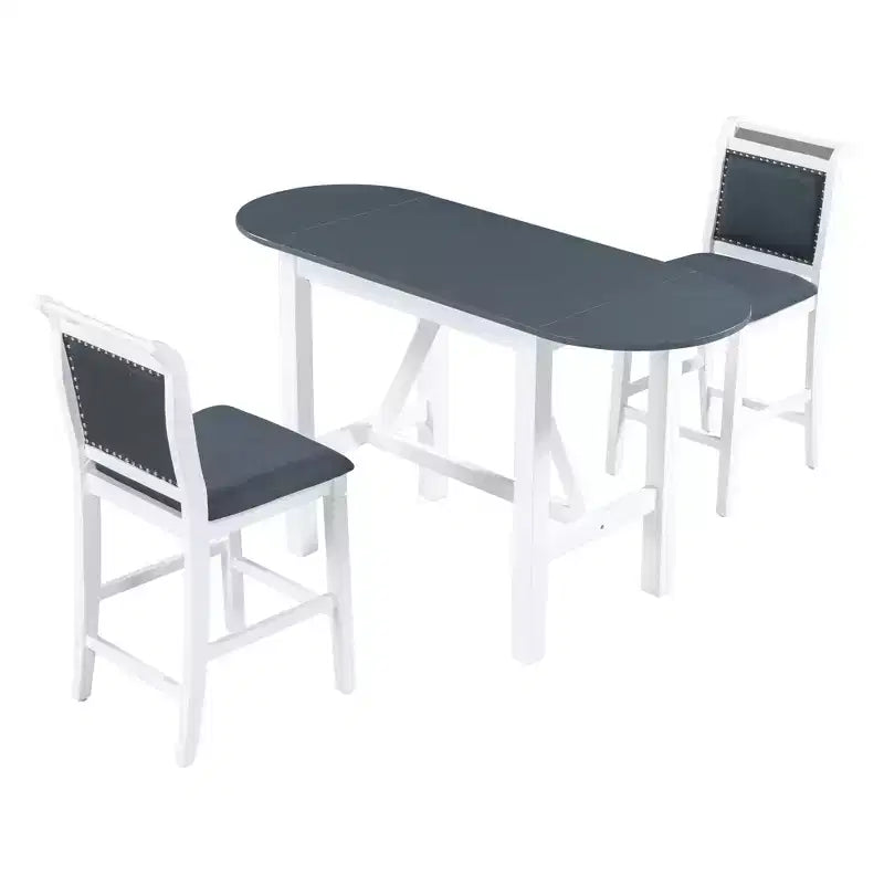 Set da pranzo da 3 pezzi con ante a ribalta, 2 posti, marrone/bianco