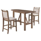 Set da pranzo da 3 pezzi con ante a ribalta, 2 posti, marrone/bianco