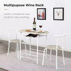 Set da pranzo 3 pezzi per 2 in bianco e rovere chiaro – Tavolo ovale con struttura in metallo e portabottiglie
