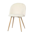 Sedie da pranzo imbottite color crema, set da 2 — Senza braccioli, gambe in metallo
