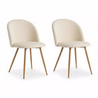 Sedie da pranzo imbottite color crema, set da 2 — Senza braccioli, gambe in metallo