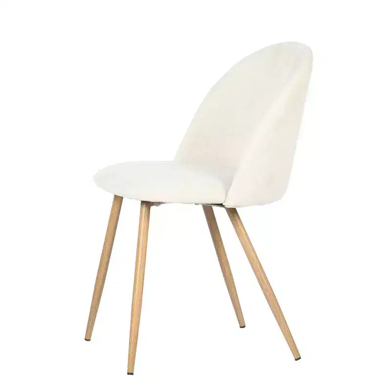 Sedie da pranzo imbottite color crema, set da 2 — Senza braccioli, gambe in metallo