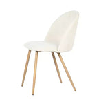 Sedie da pranzo imbottite color crema, set da 2 — Senza braccioli, gambe in metallo