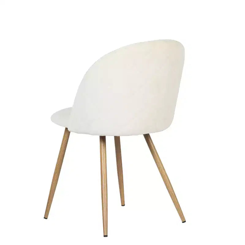 Sedie da pranzo imbottite color crema, set da 2 — Senza braccioli, gambe in metallo