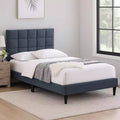 Royal Hampton Full Bed, Soft Biscuit Tufted Charcoal Gray Linen Upholstery